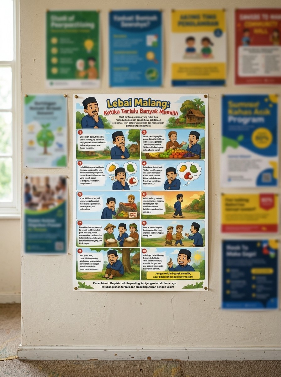 Poster Cerita Rakyat Lebai Malang Hiasan Dinding Edukasi Aesthetic A3+