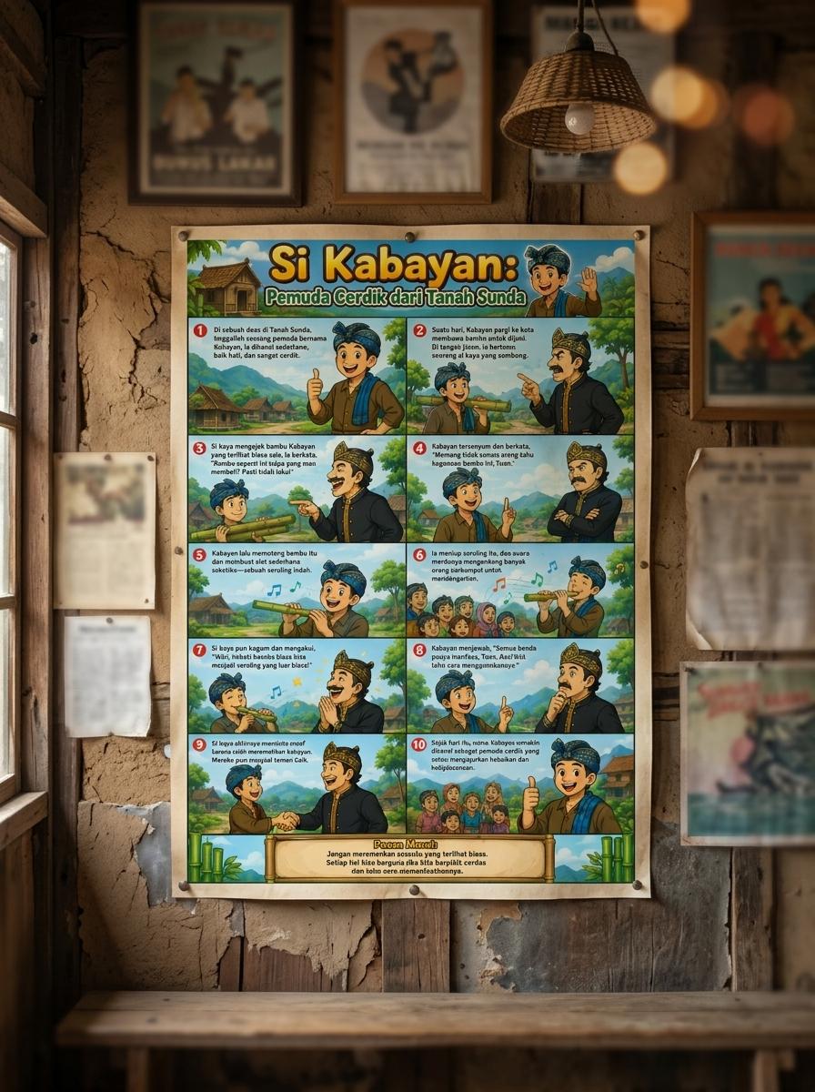 Poster Si Kabayan Tokoh Budaya Tanah Sunda A3 - Dekorasi Rumah Edukasi Termurah