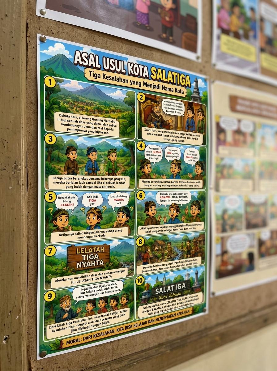 TERMURAH Poster Cerita Rakyat Asal Usul Kota Salatiga Dekorasi Dinding Sekolah & Rumah