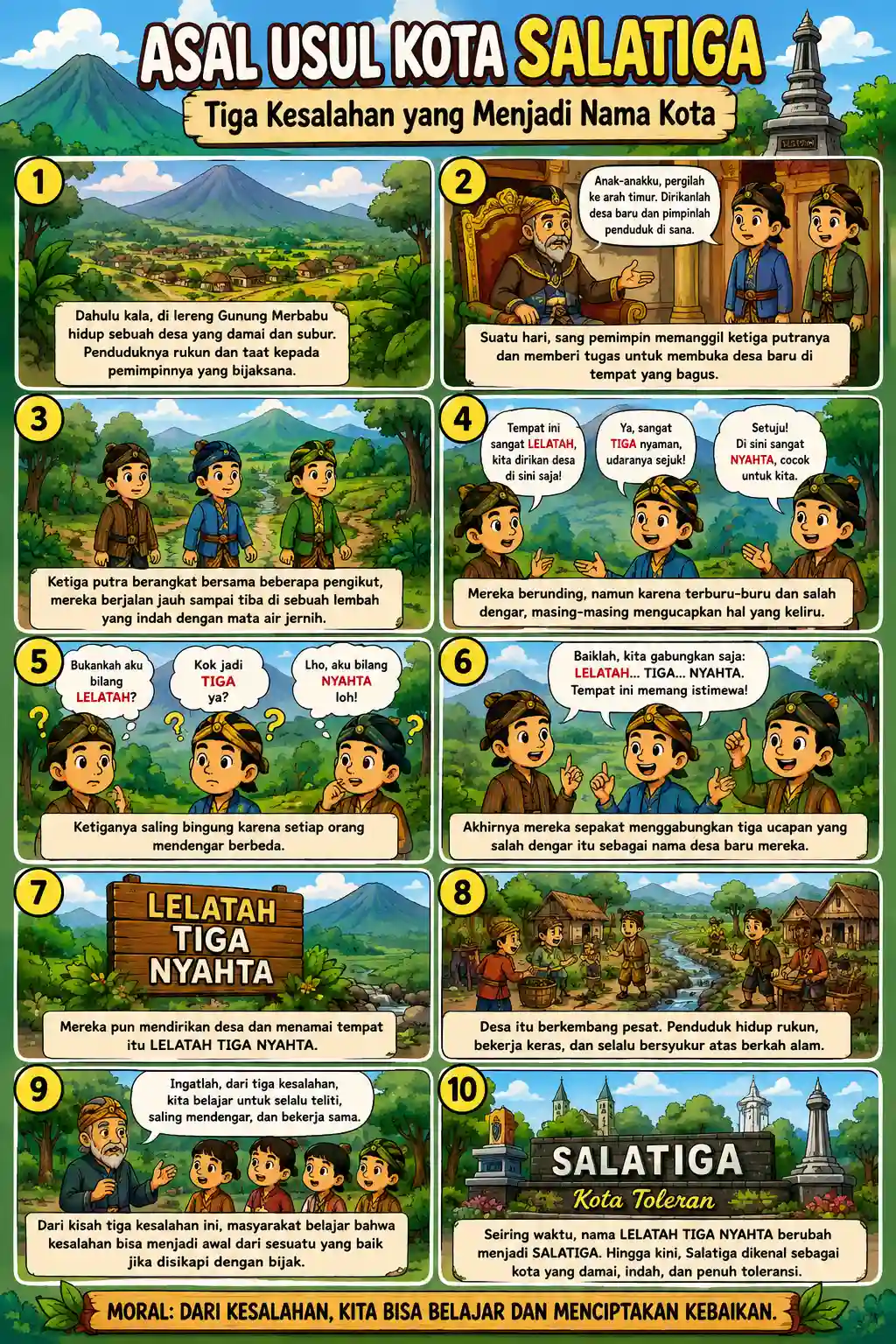 TERMURAH Poster Cerita Rakyat Asal Usul Kota Salatiga Dekorasi Dinding Sekolah & Rumah