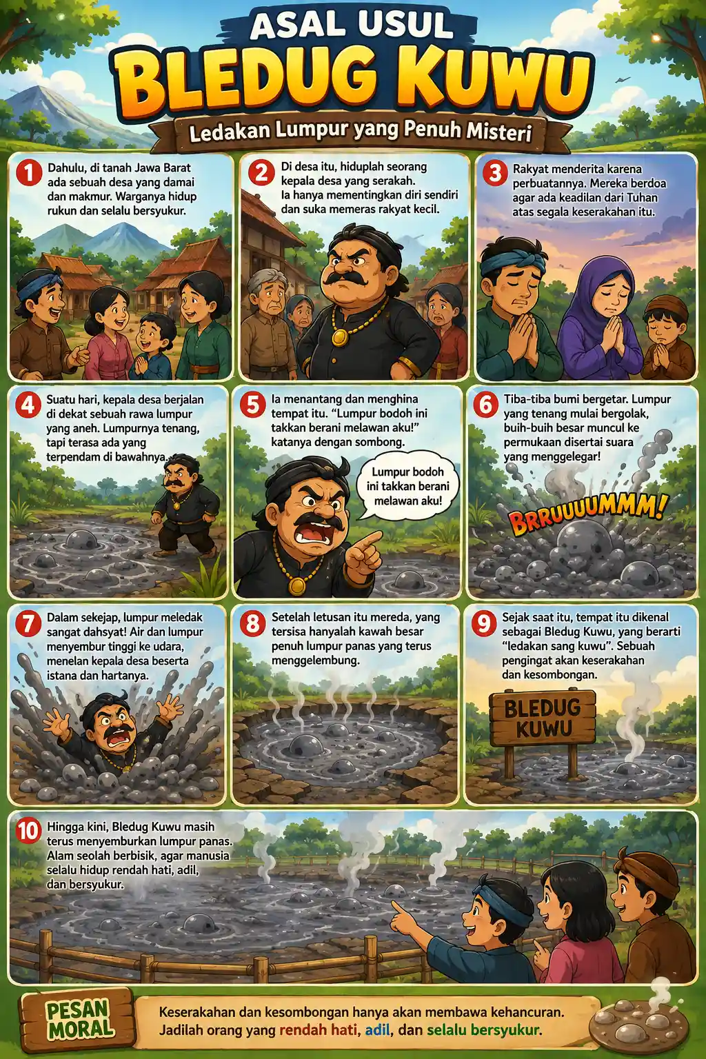 Poster Edukasi Anak Asal Usul Bledug Kuwu Cerita Rakyat Indonesia Ukuran A3