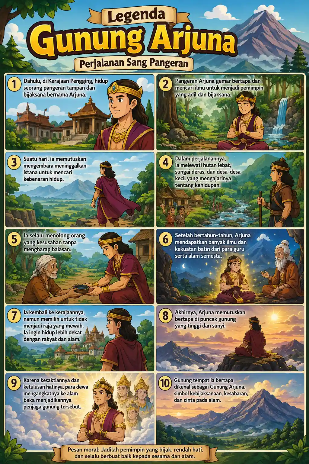 Poster Dinding Estetik Legenda Gunung Arjuna Perjalanan Sang Pangeran Hiasan Kamar A3+ Termurah