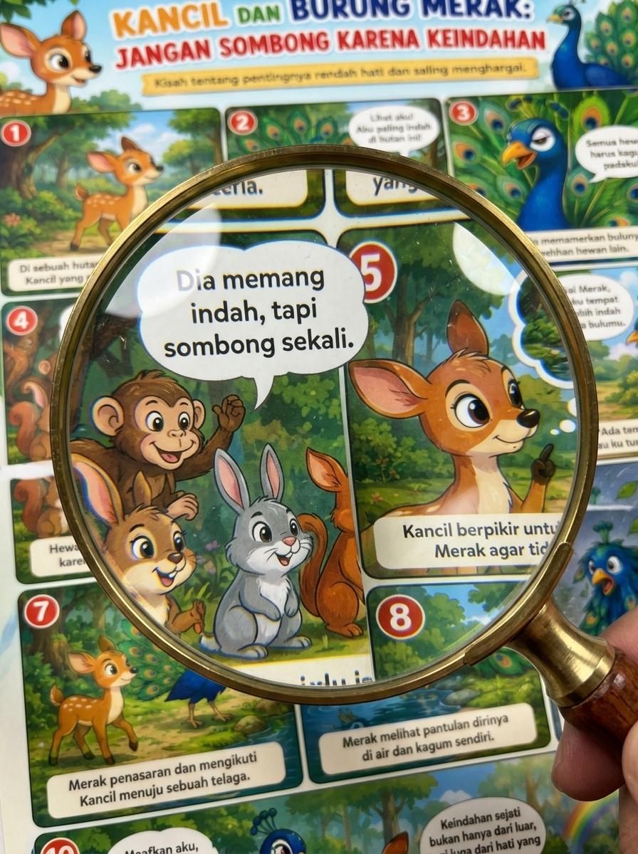 [READY STOCK] Poster Cerita Rakyat Kancil dan Burung Merak - Hiasan Dinding Kamar Anak - Media Belajar Karakter