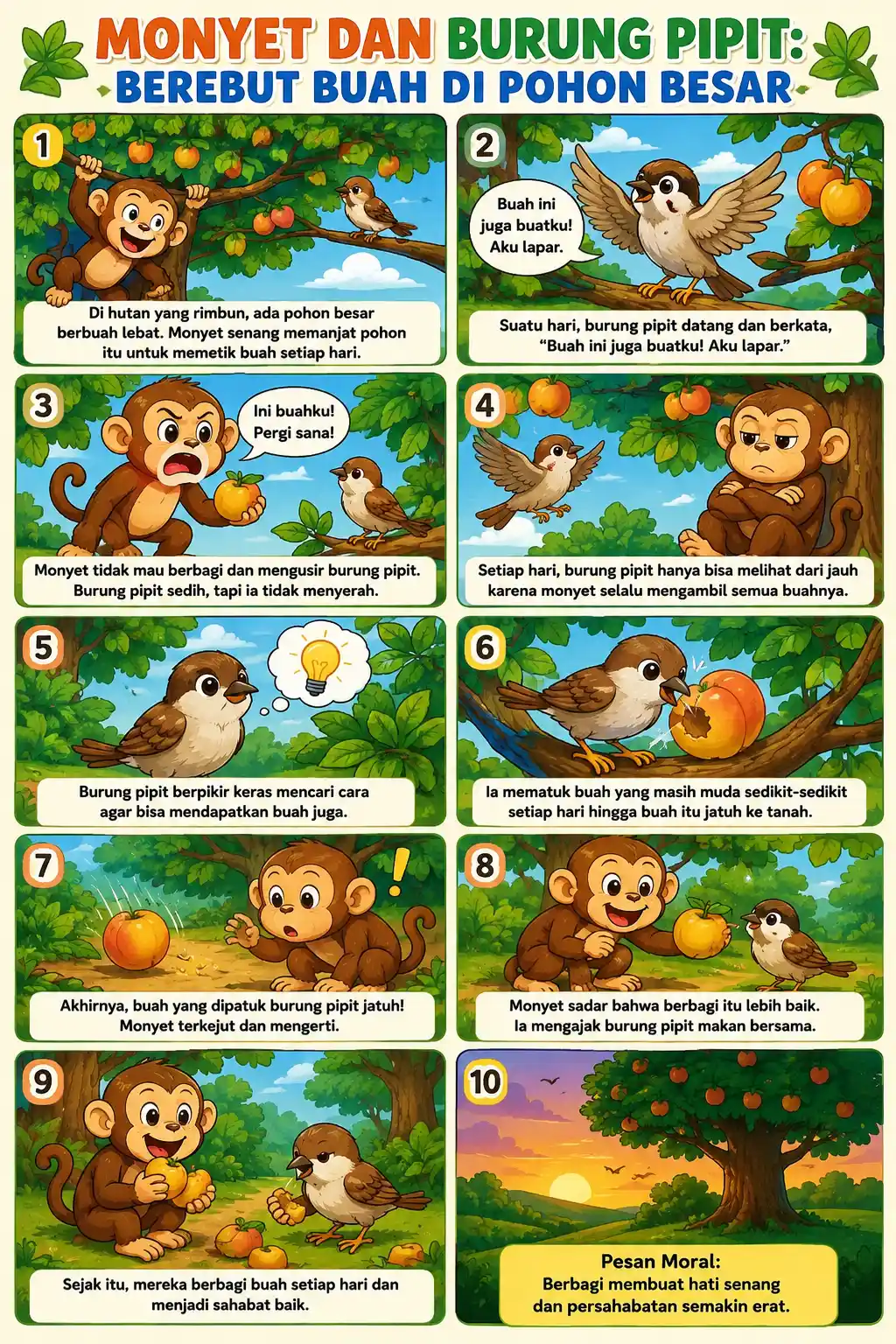 Hiasan Dinding Poster Monyet & Burung Pipit Aesthetic Pajangan Dinding Kamar Anak Ruang Tamu