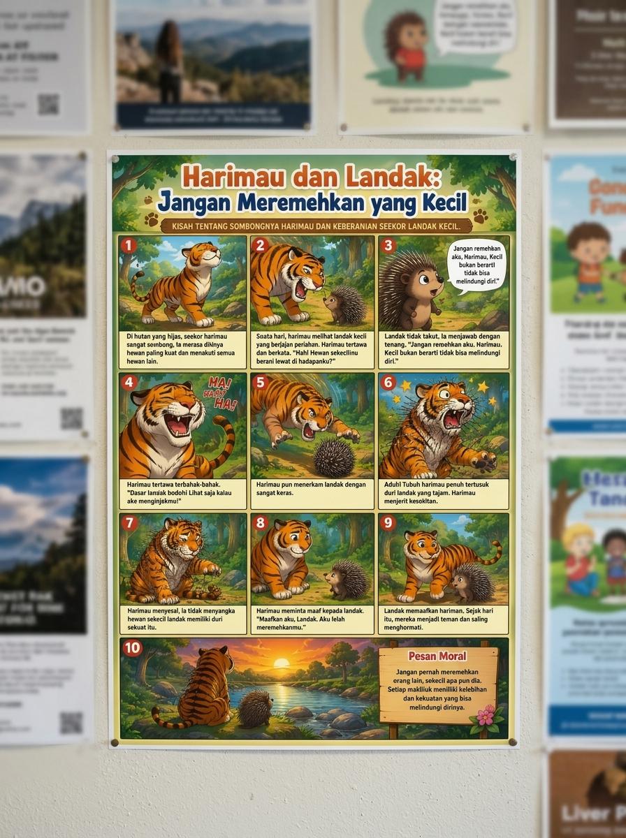 Poster Dinding Harimau dan Landak - Hiasan Dinding Motivasi Aesthetic - Pajangan Kamar