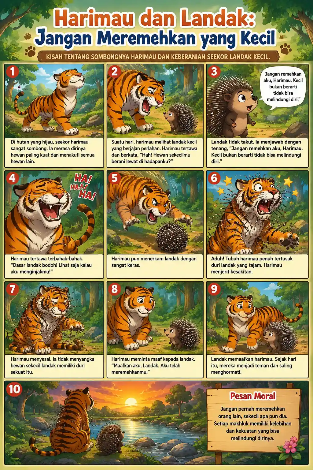Poster Dinding Harimau dan Landak - Hiasan Dinding Motivasi Aesthetic - Pajangan Kamar