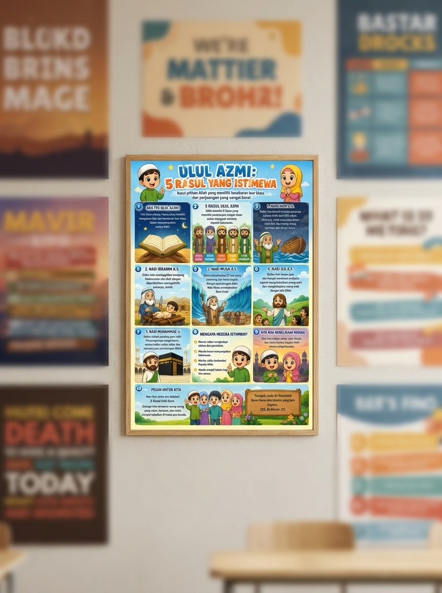 Poster Ulul Azmi 5 Rasul Nabi Istimewa Termurah Edukasi Islami Anak TK SD