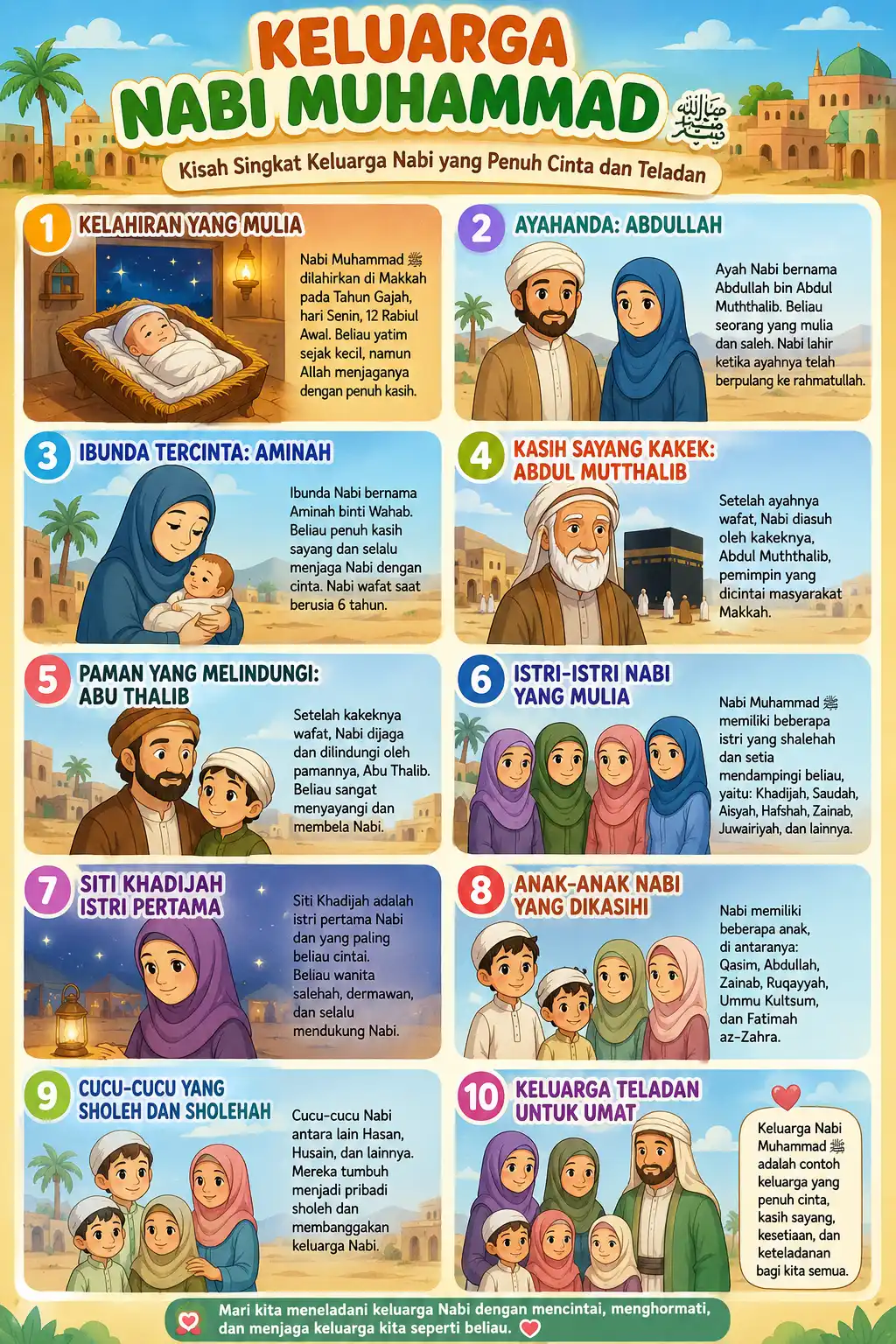 Poster Edukasi Silsilah Keluarga Nabi Muhammad SAW Dekorasi Dinding Anak Islami Premium