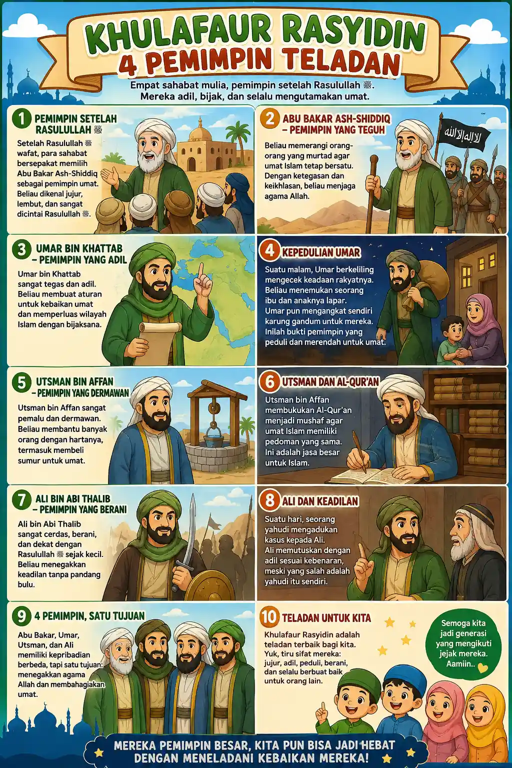 Poster Khulafaur Rasyidin Mengenal 4 Sahabat Nabi - Alat Peraga Pendidikan Agama Islam Murah