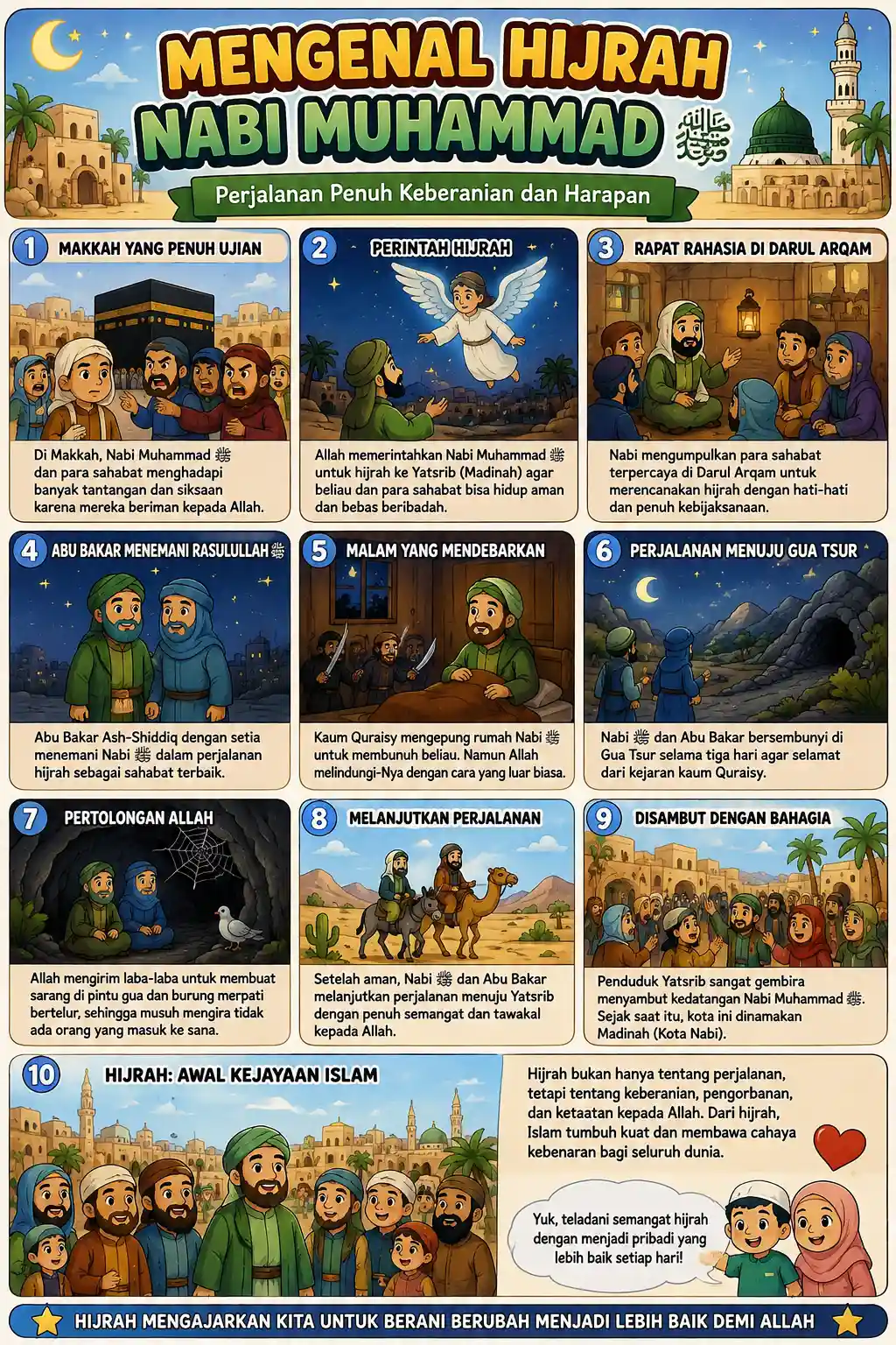 Poster Edukasi Anak Mengenal Hijrah Nabi Muhammad ‹ - Alat Peraga Sirah Nabawiyah Islami Premium