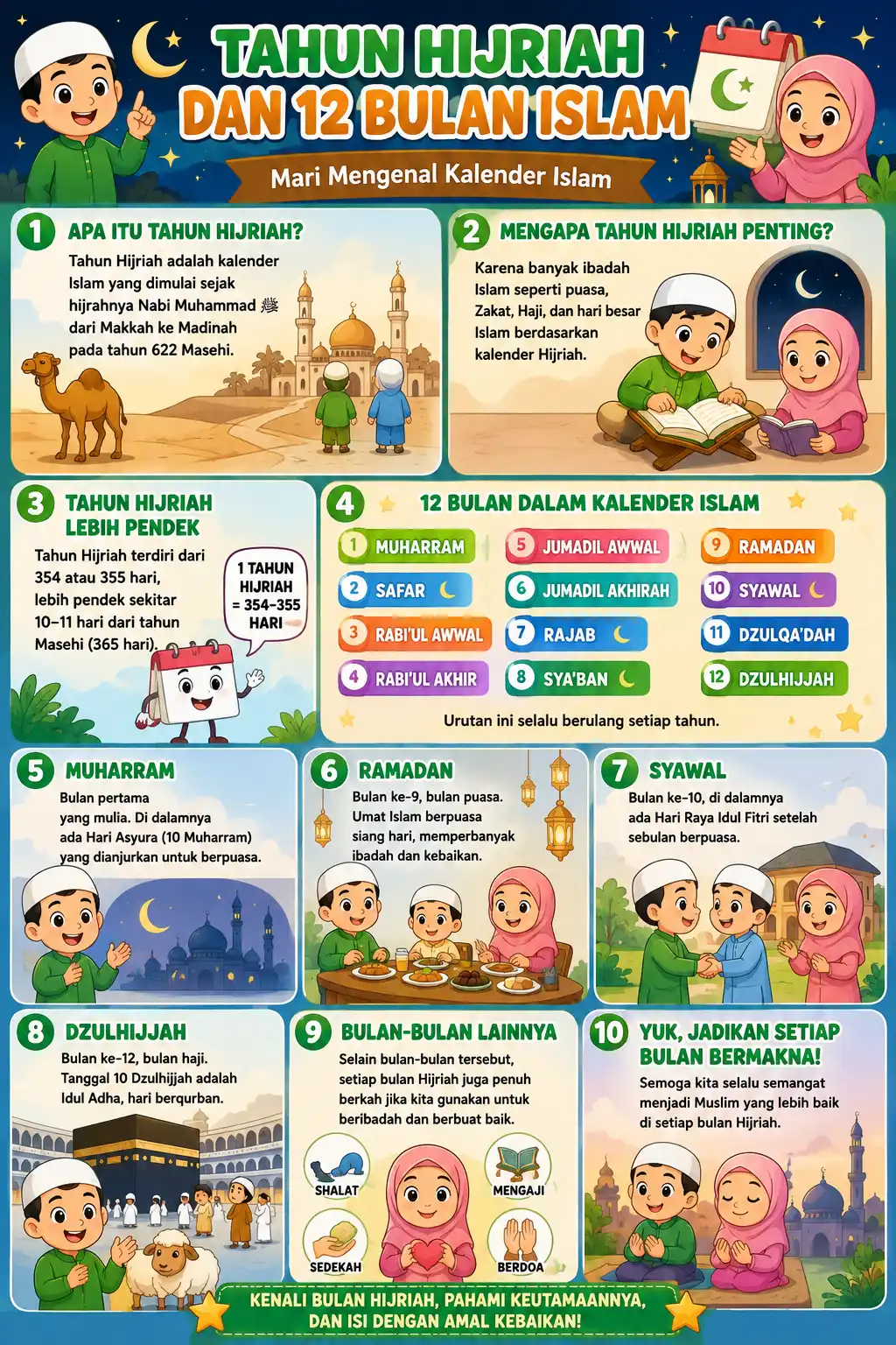 [TERMURAH] Poster 12 Bulan Islam Tahun Hijriah Alat Peraga Pendidikan Agama Islam TK SD