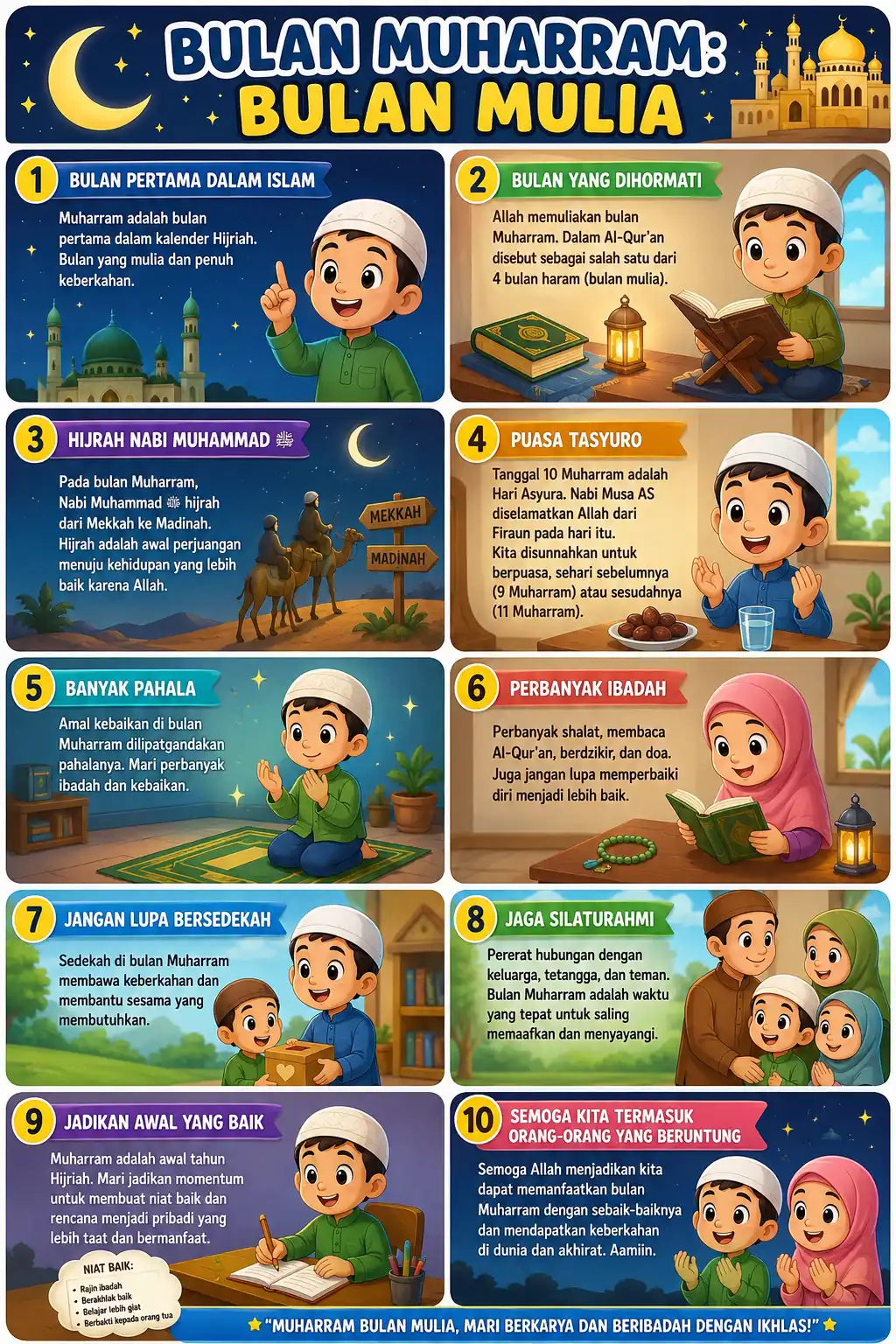 Poster Edukasi Anak Islam - Poster Bulan Muharram Bulan Mulia - Dekorasi Dinding Sekolah & Kamar