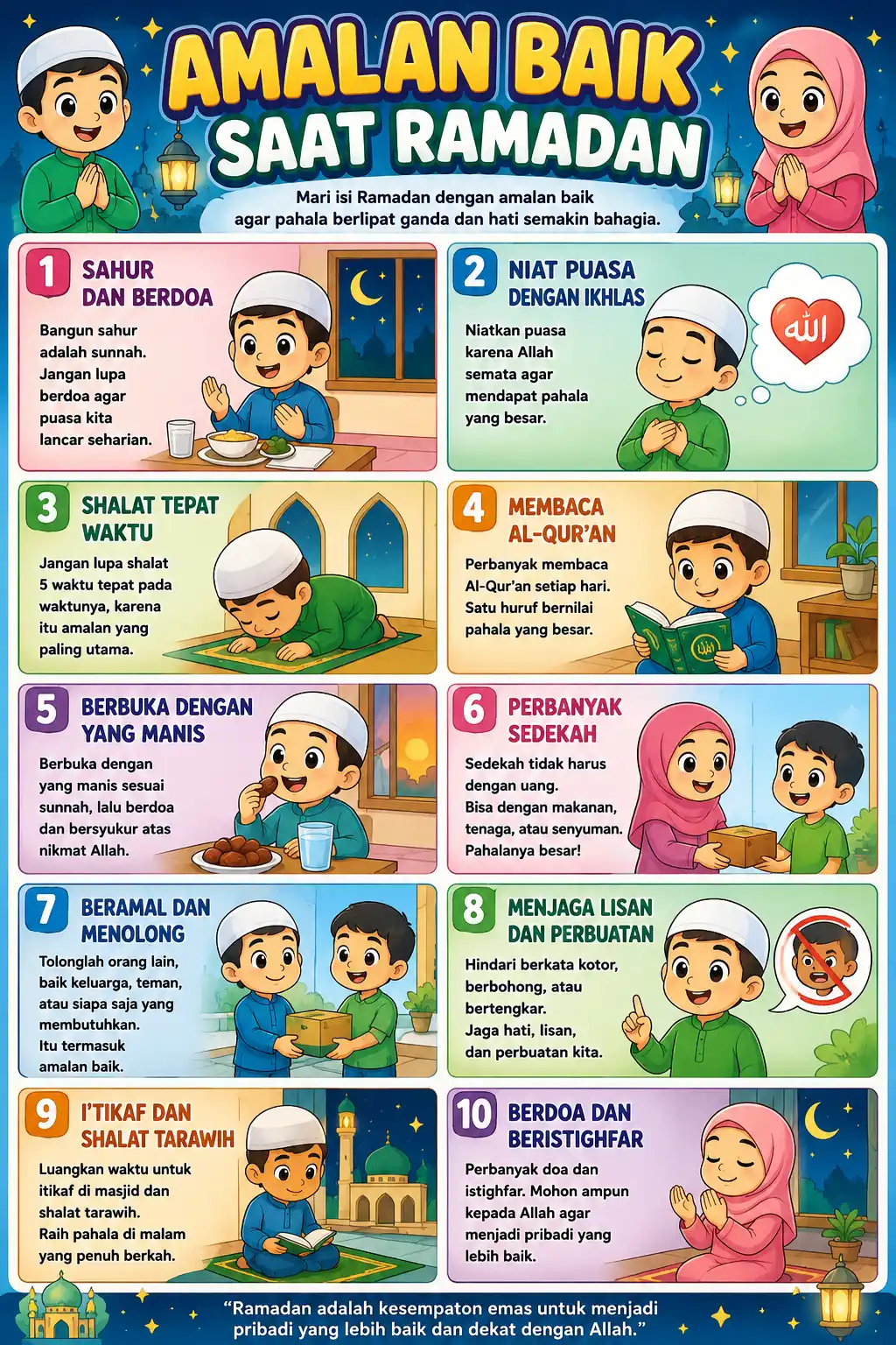 [TERBARU] Poster Amalan Baik Saat Ramadan Edukatif Media Belajar Anak Muslim