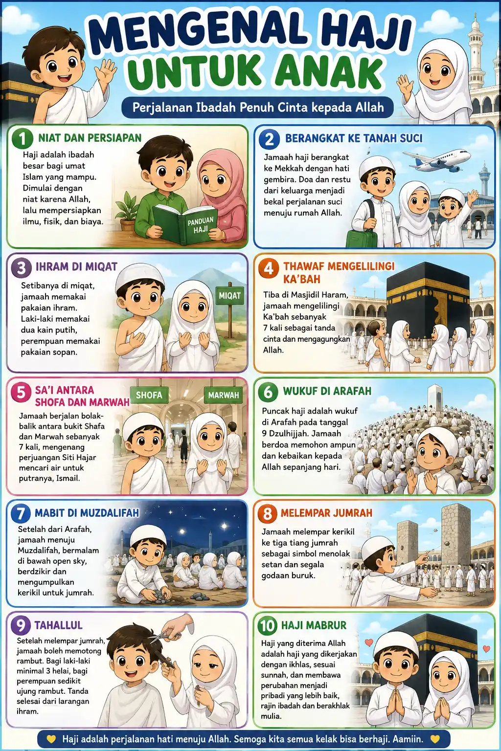 [TERLARIS] Poster Edukasi Anak Mengenal Haji & Umroh - Media Belajar Manasik Haji TK PAUD - Poster Dinding Islam