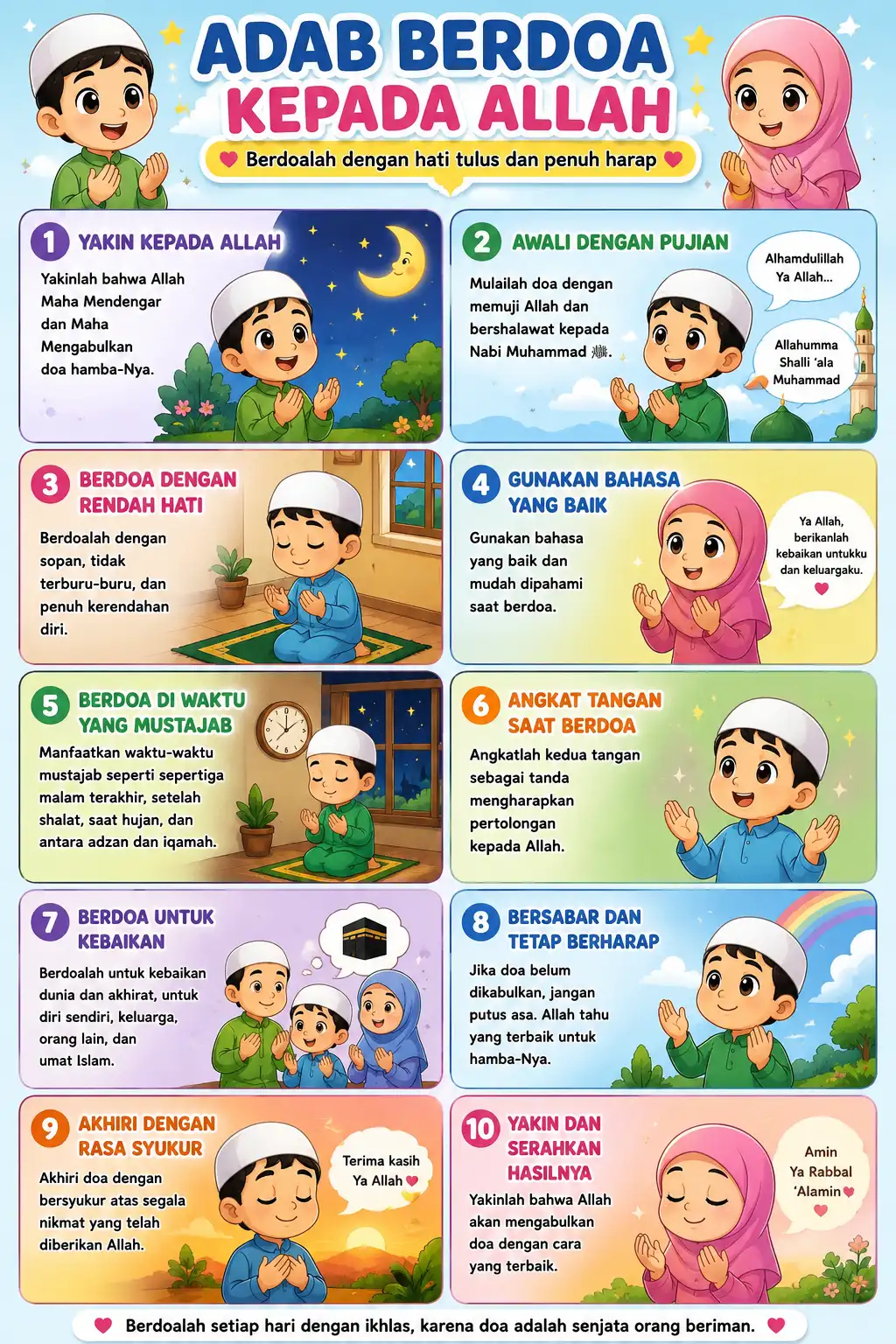 Media Belajar Anak - Poster Adab Berdoa kepada Allah - Poster Edukasi Islami Termurah