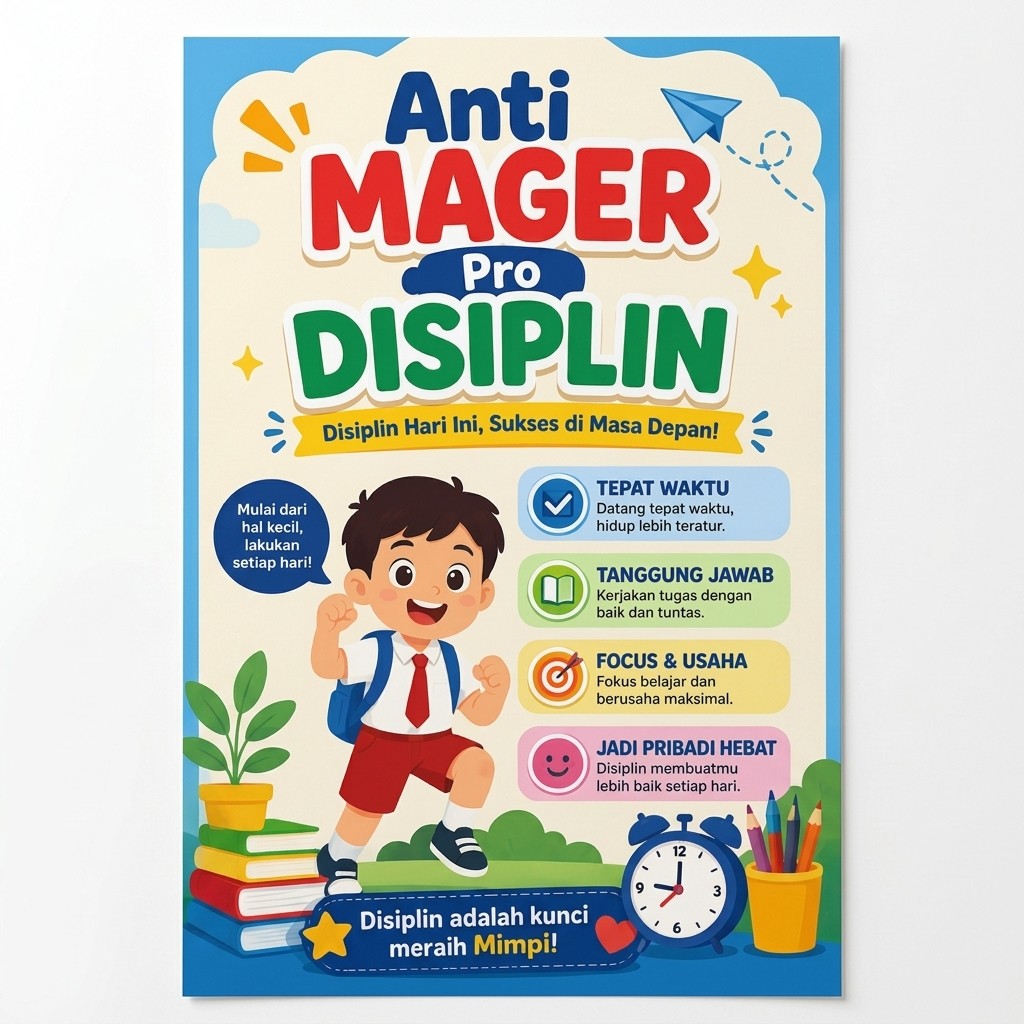 Hiasan Dinding Poster Motivasi Anti Mager Pro Disiplin Dekorasi Kamar Estetik A4/A3