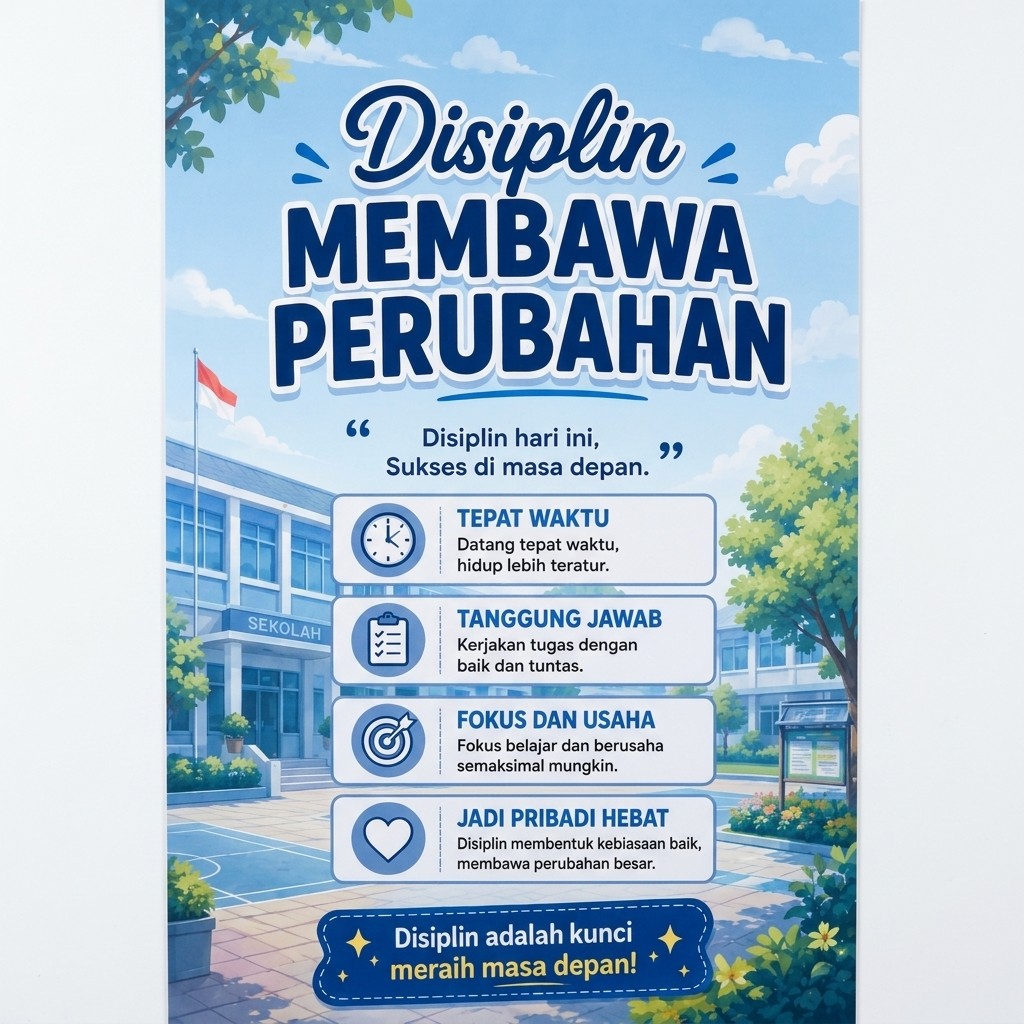 Poster Aesthetic Kata Kata Motivasi Disiplin Membawa Perubahan Dekorasi Kamar Minimalis Modern