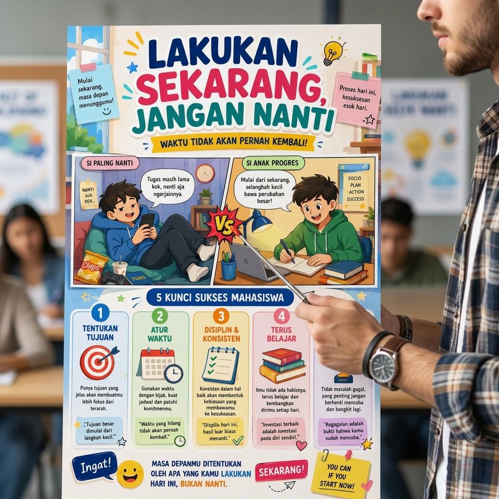 Poster Hiasan Dinding Motivasi Kerja Lakukan Sekarang Jangan Nanti Dekorasi Dinding Kantor Minimalis