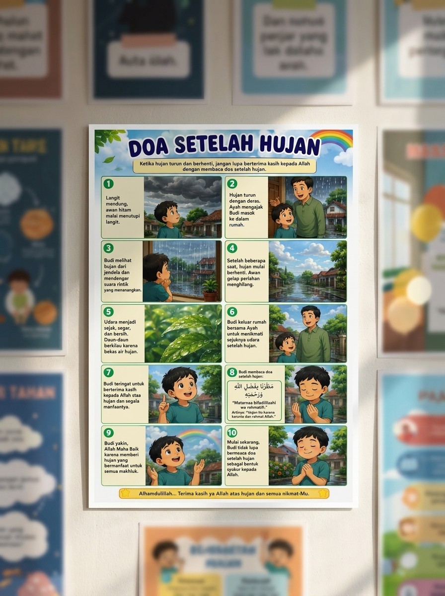 Poster Doa Setelah Hujan Wall Decor Islami Minimalis Hiasan Dinding Kamar - Art Paper