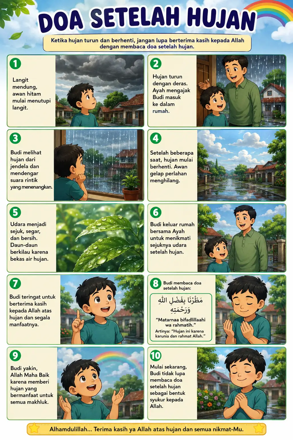 Poster Doa Setelah Hujan Wall Decor Islami Minimalis Hiasan Dinding Kamar - Art Paper
