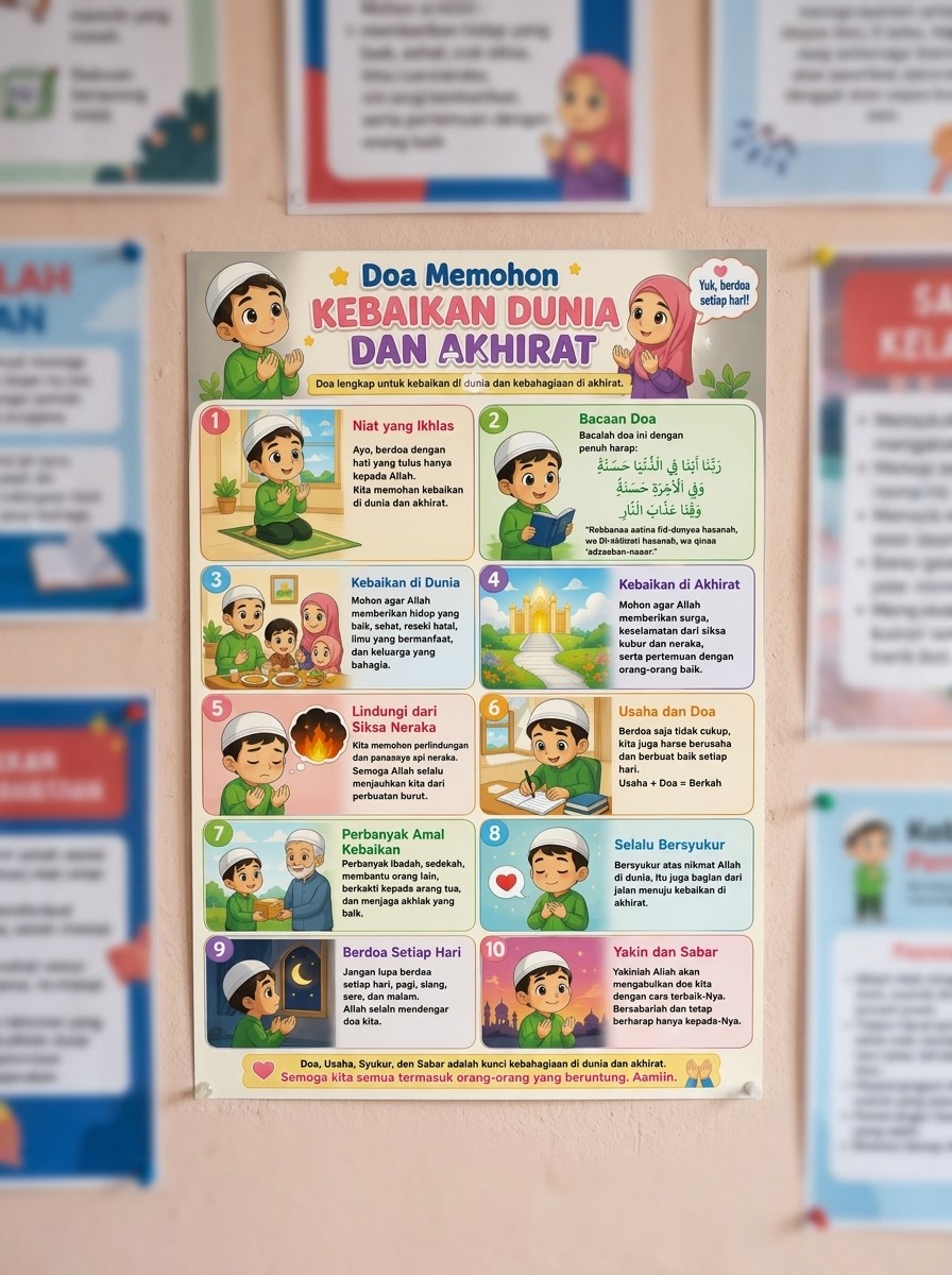 POSTER DOA SAPU JAGAD - Memohon Kebaikan Dunia Akhirat - Hiasan Dinding Islami Aesthetic Minimalis