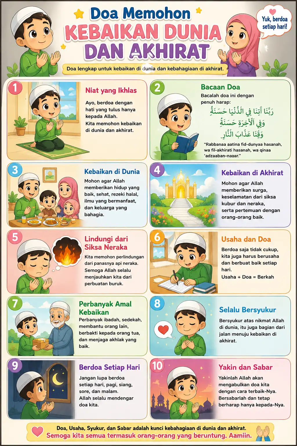 POSTER DOA SAPU JAGAD - Memohon Kebaikan Dunia Akhirat - Hiasan Dinding Islami Aesthetic Minimalis