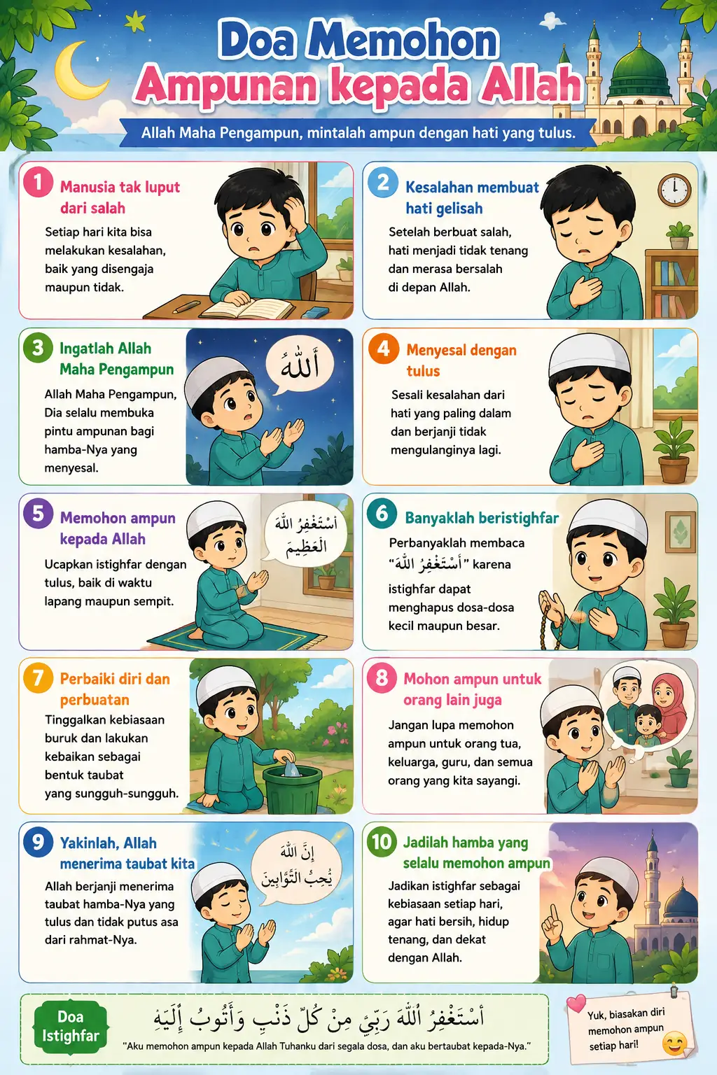 Poster Doa Memohon Ampunan kepada Allah Hiasan Dinding Edukasi Islami Premium A3+