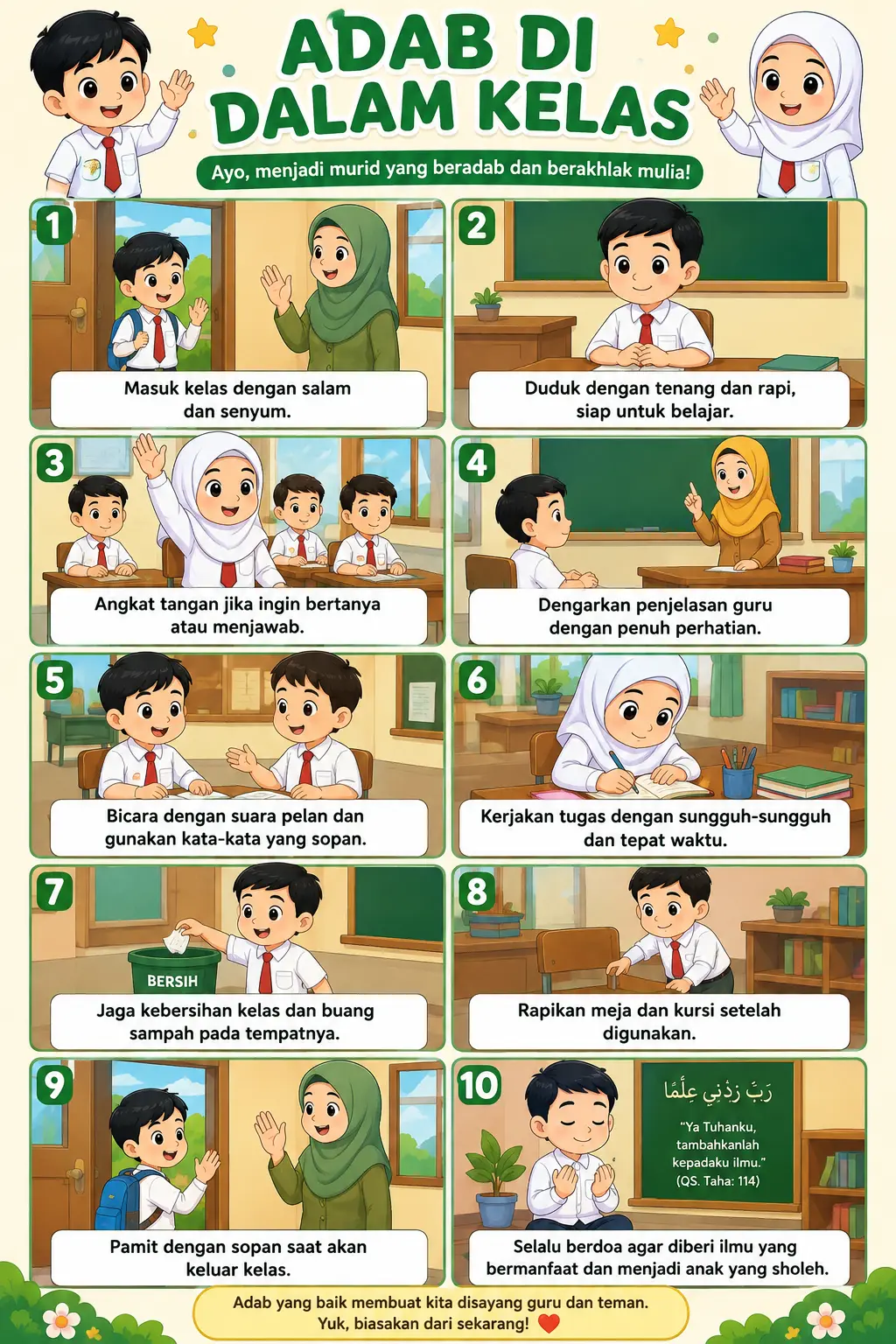Poster Edukasi Anak - Poster Adab di Dalam Kelas Hiasan Dinding Sekolah TK SD PAUD - Termurah Kualitas Premium