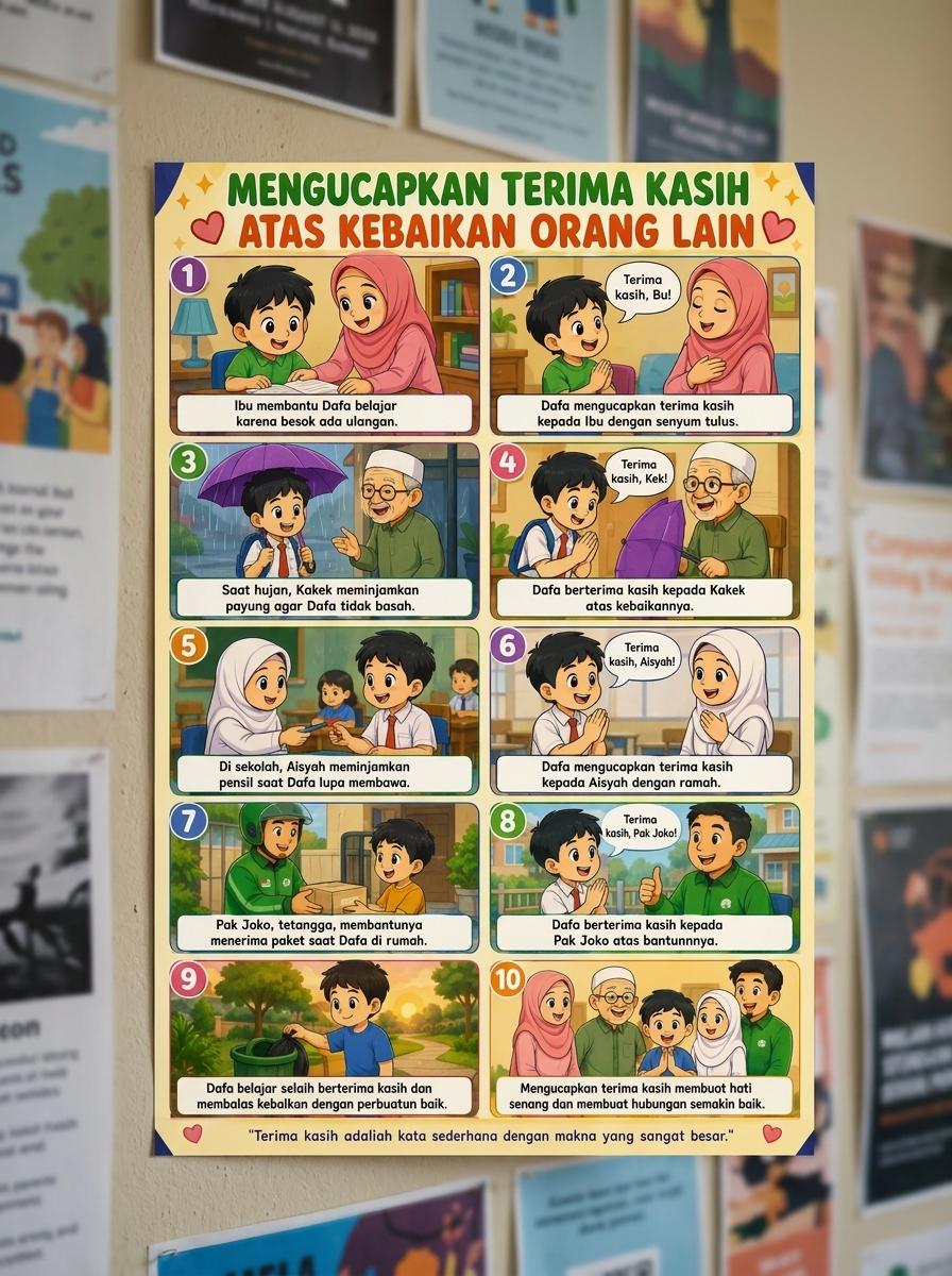 Hiasan Dinding Poster Motivasi Ucapan Terima Kasih Atas Kebaikan Aesthetic Wall Decor Murah
