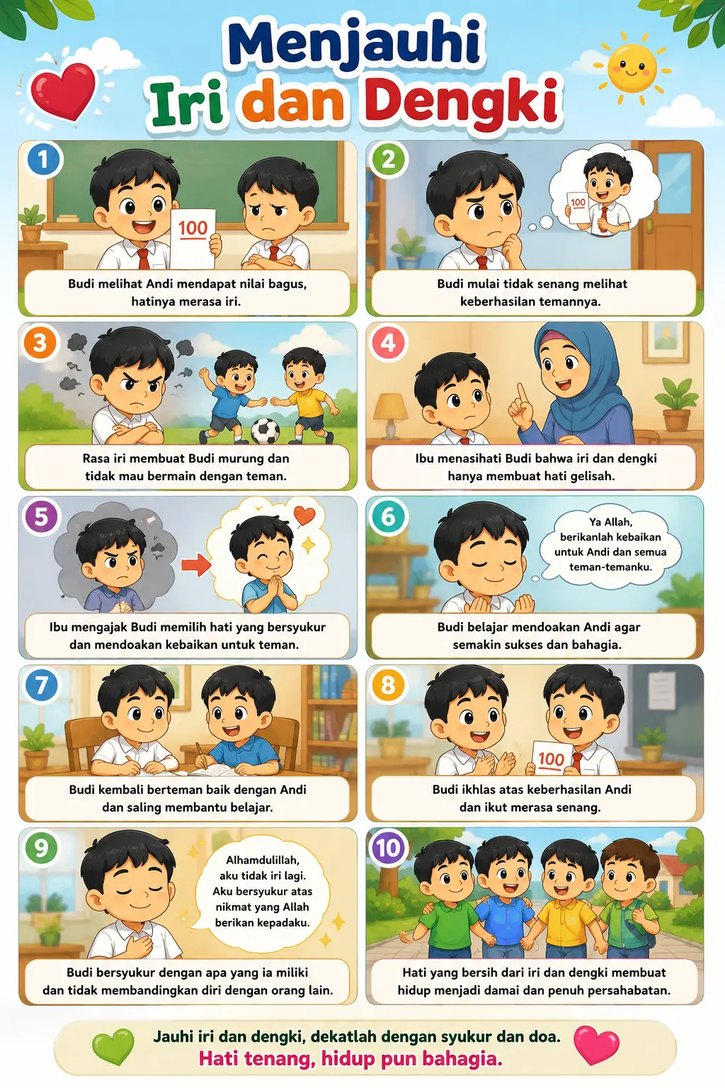 Poster Motivasi Islami Menjauhi Iri dan Dengki Hiasan Dinding Adab & Akhlak - Poster Edukasi Termurah