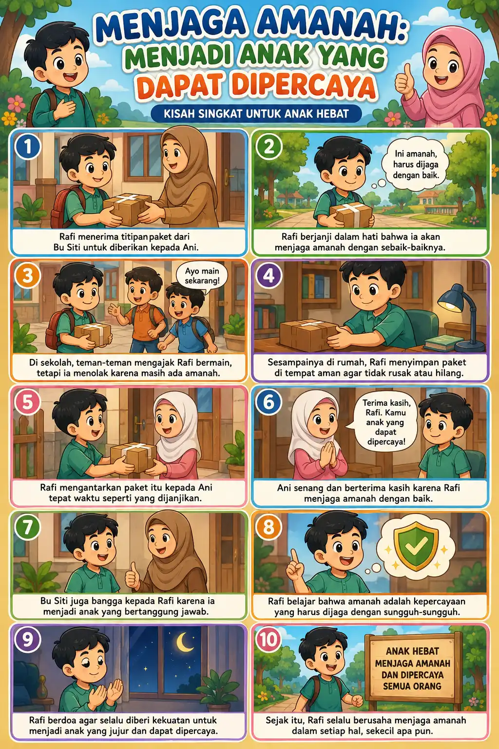 Poster Anak Sholeh Menjaga Amanah Alat Peraga Edukatif APE TK PAUD Termurah Dekorasi Dinding Islami