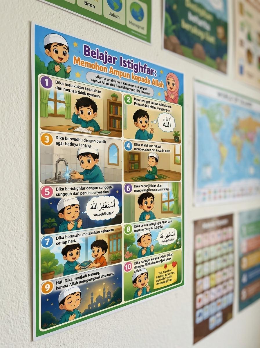 Poster Belajar Anak TK SD Doa Istighfar - Media Edukasi Islam Murah Berkualitas