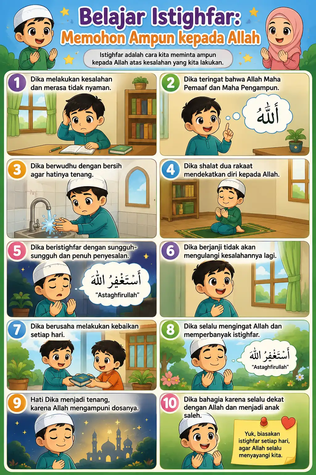 Poster Belajar Anak TK SD Doa Istighfar - Media Edukasi Islam Murah Berkualitas