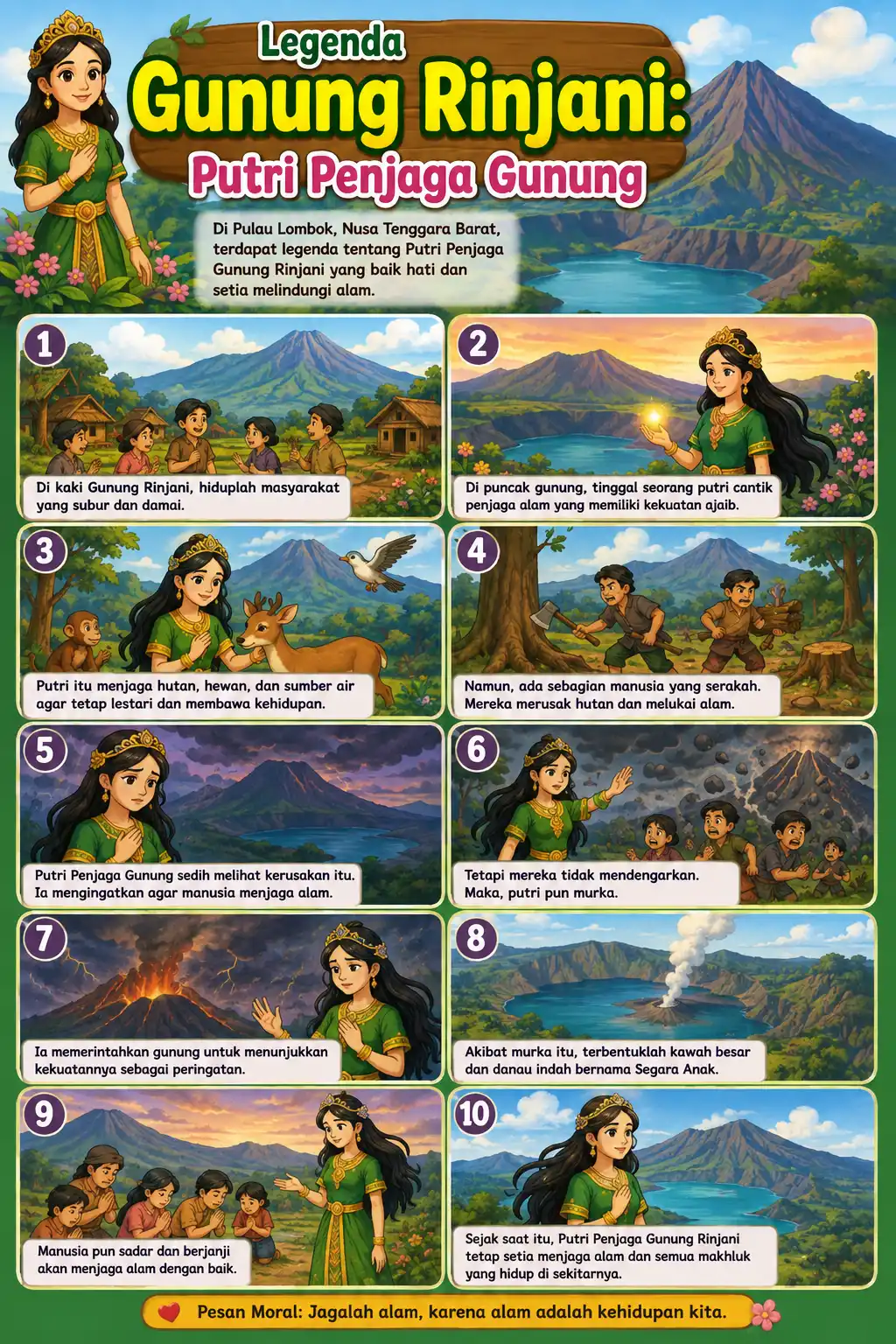 Hiasan Dinding Poster Legenda Gunung Rinjani Putri Penjaga - Dekorasi Kamar Aesthetic Kualitas HD