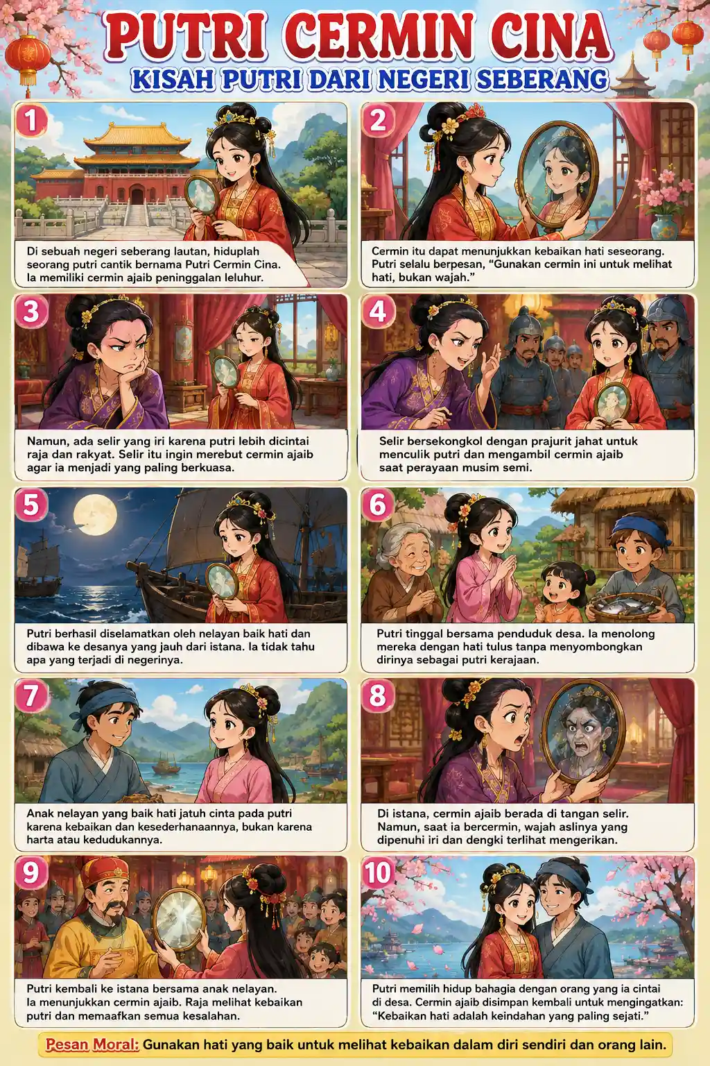 PROMO Poster Putri Cermin Cina Gambar Tajam HD Dekorasi Dinding Koleksi Unik