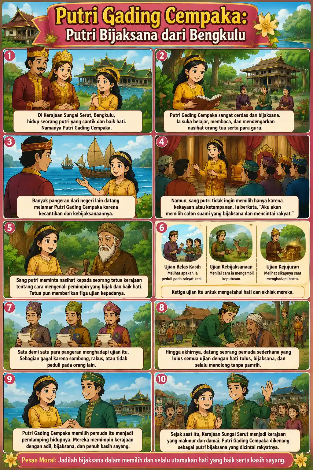 Poster Cerita Rakyat Putri Gading Cempaka Bengkulu Pajangan Dinding Kamar Poster Edukasi Anak Termurah