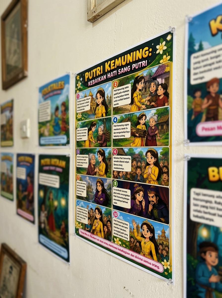 Poster Edukasi Anak Putri Kemuning Kebaikan Hati Sang Putri Cerita Rakyat Nusantara Alat Peraga Sekolah High Quality