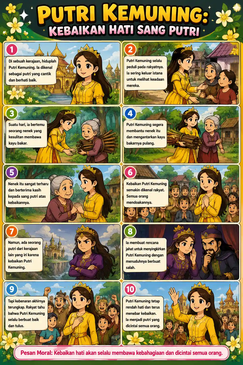 Poster Edukasi Anak Putri Kemuning Kebaikan Hati Sang Putri Cerita Rakyat Nusantara Alat Peraga Sekolah High Quality