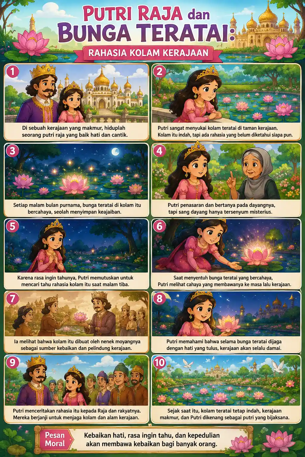 Poster Lukisan Putri Raja Rahasia Kolam Kerajaan Terbaru Pajangan Dinding Klasik Ruang Tamu - Ukuran A3