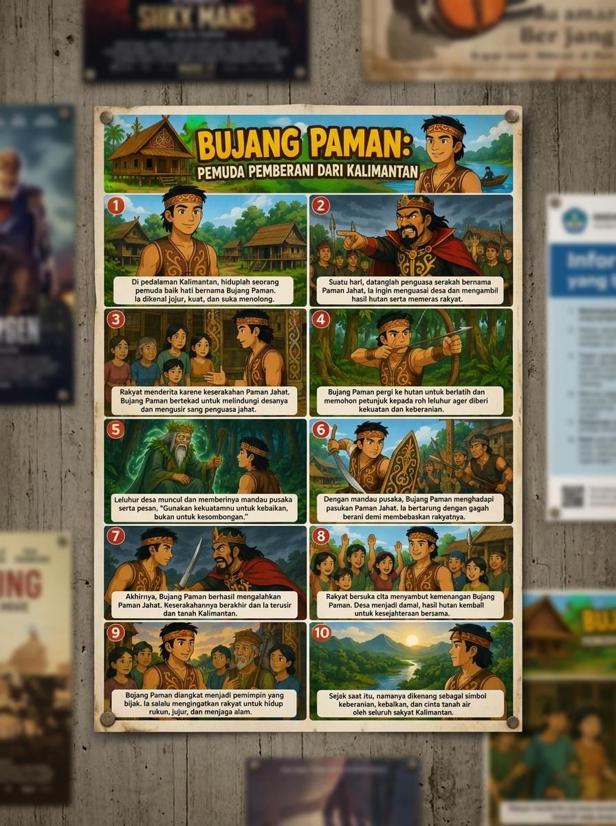 [TERLARIS] Poster Bujang Paman Pemuda Kalimantan Dekorasi Dinding Unik Kado Souvenir Lokal