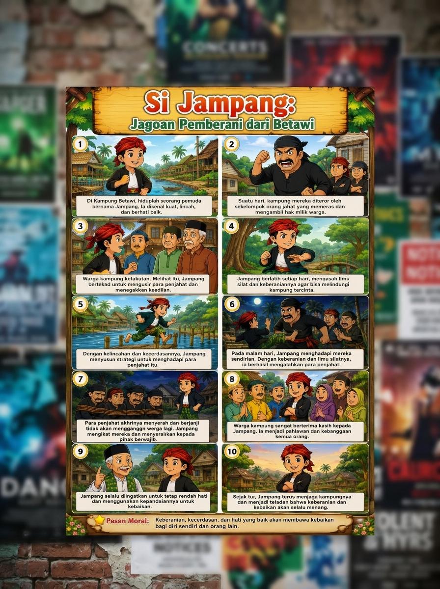 Poster Si Jampang Jagoan Betawi - Pajangan Dinding Aesthetic Minimalis Budaya Jakarta