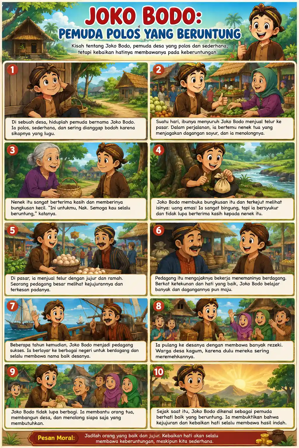 Poster Joko Bodo Pemuda Polos yang Beruntung HD Premium - Pajangan Dinding Unik Hadiah Lucu