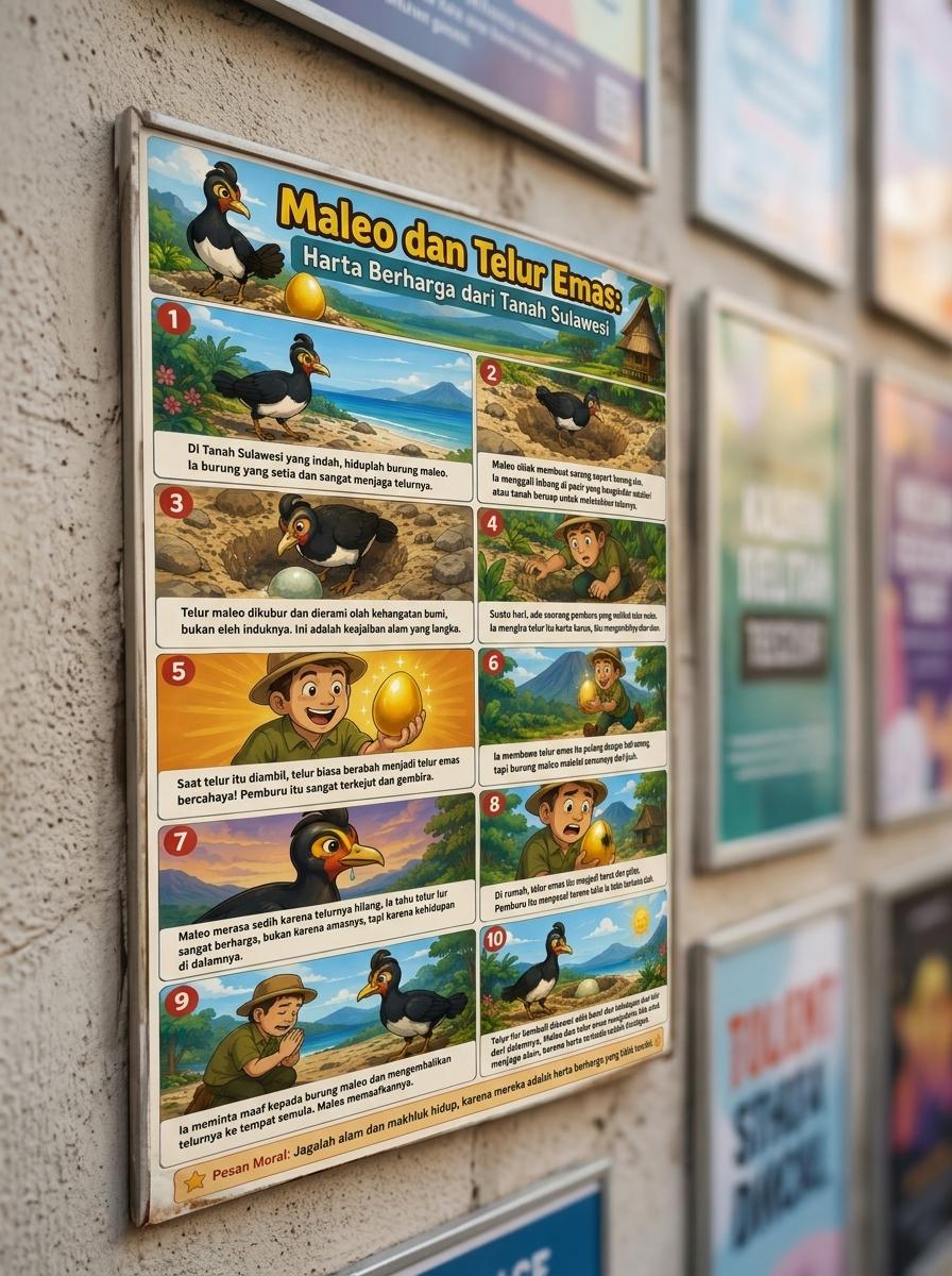 Hiasan Dinding Poster Burung Maleo Sulawesi - Poster Edukasi Budaya Indonesia - Pajangan Kamar Estetik Kualitas Premium