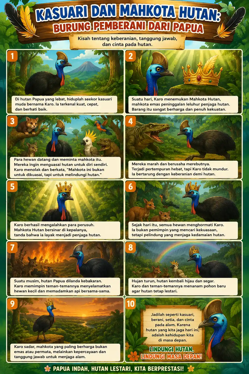 Termurah Poster Kasuari Mahkota Hutan Burung Khas Papua Terbaru - Hiasan Dinding Minimalis Estetik Modern