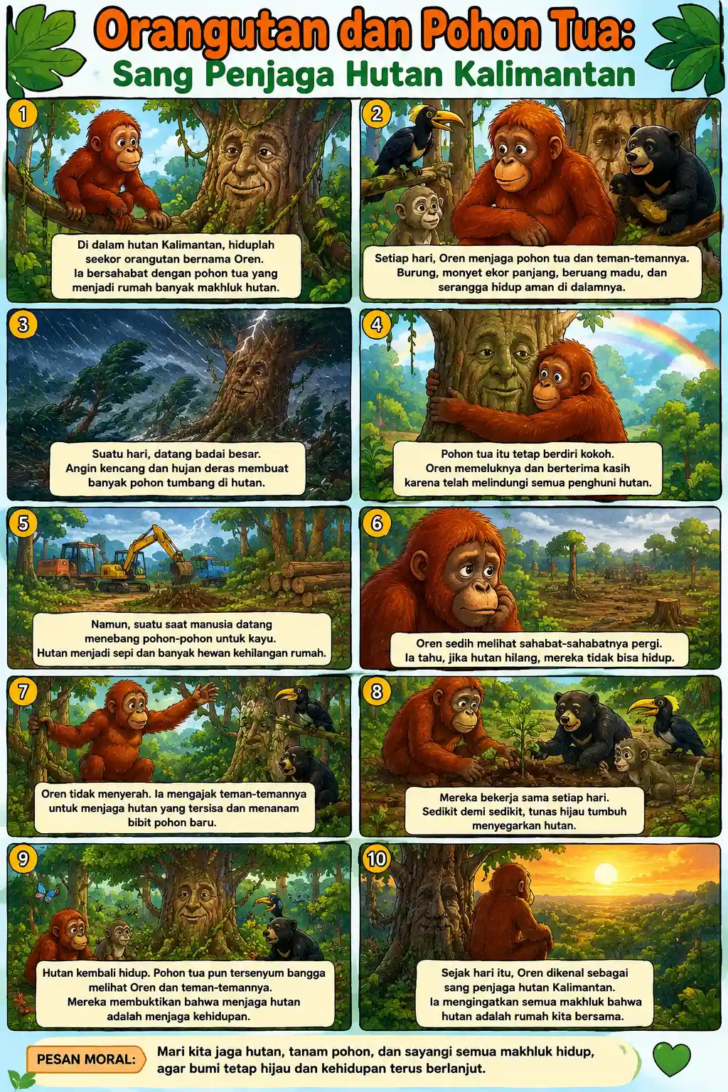 Poster Pajangan Dinding Orangutan Kalimantan Pohon Tua Dekorasi Kamar Kado Unik Premium