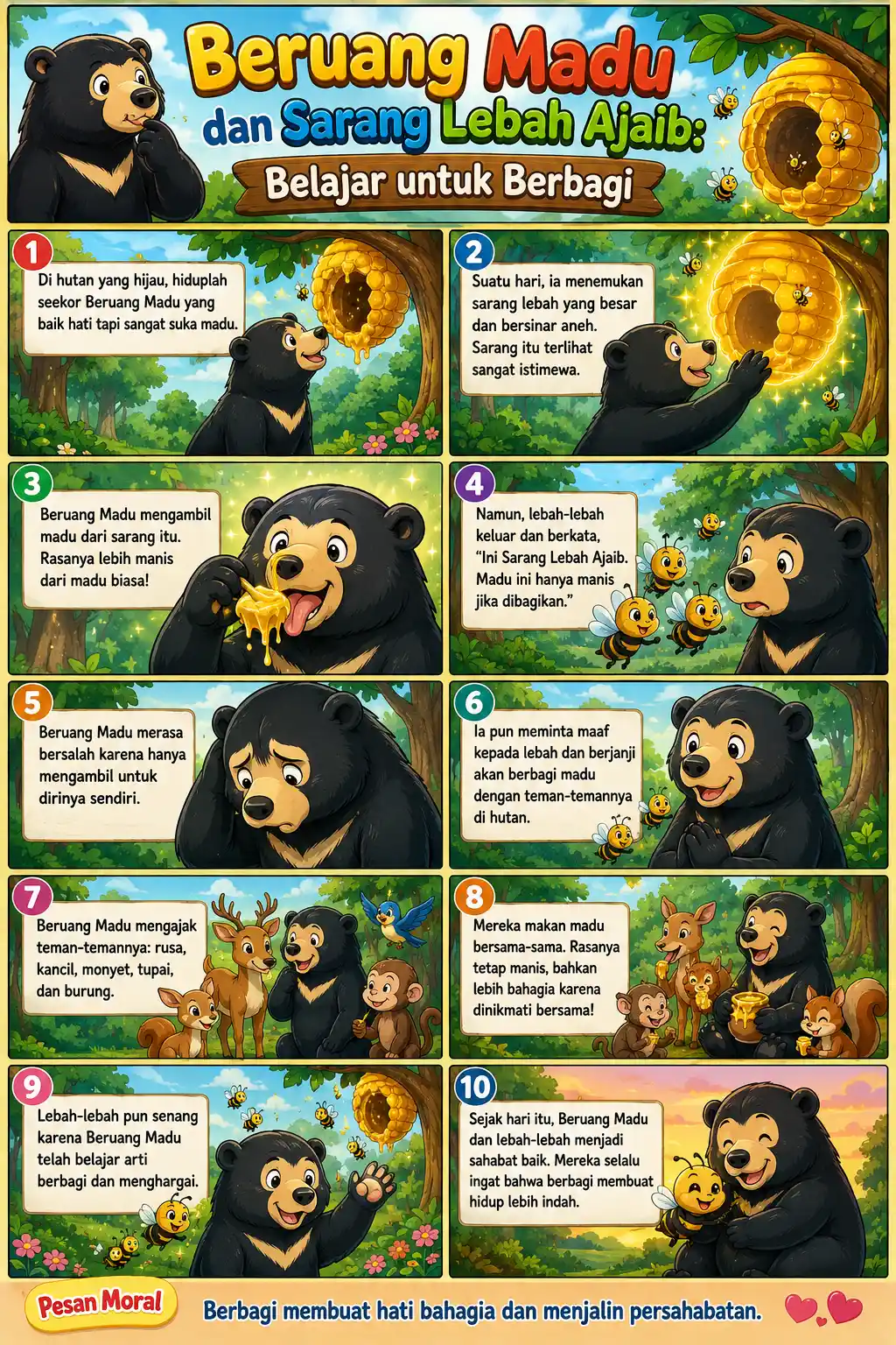 [PROMO] Poster Belajar Anak Karakter Beruang Madu dan Lebah Ajaib - Poster Edukasi Karakter Lucu Kado Anak