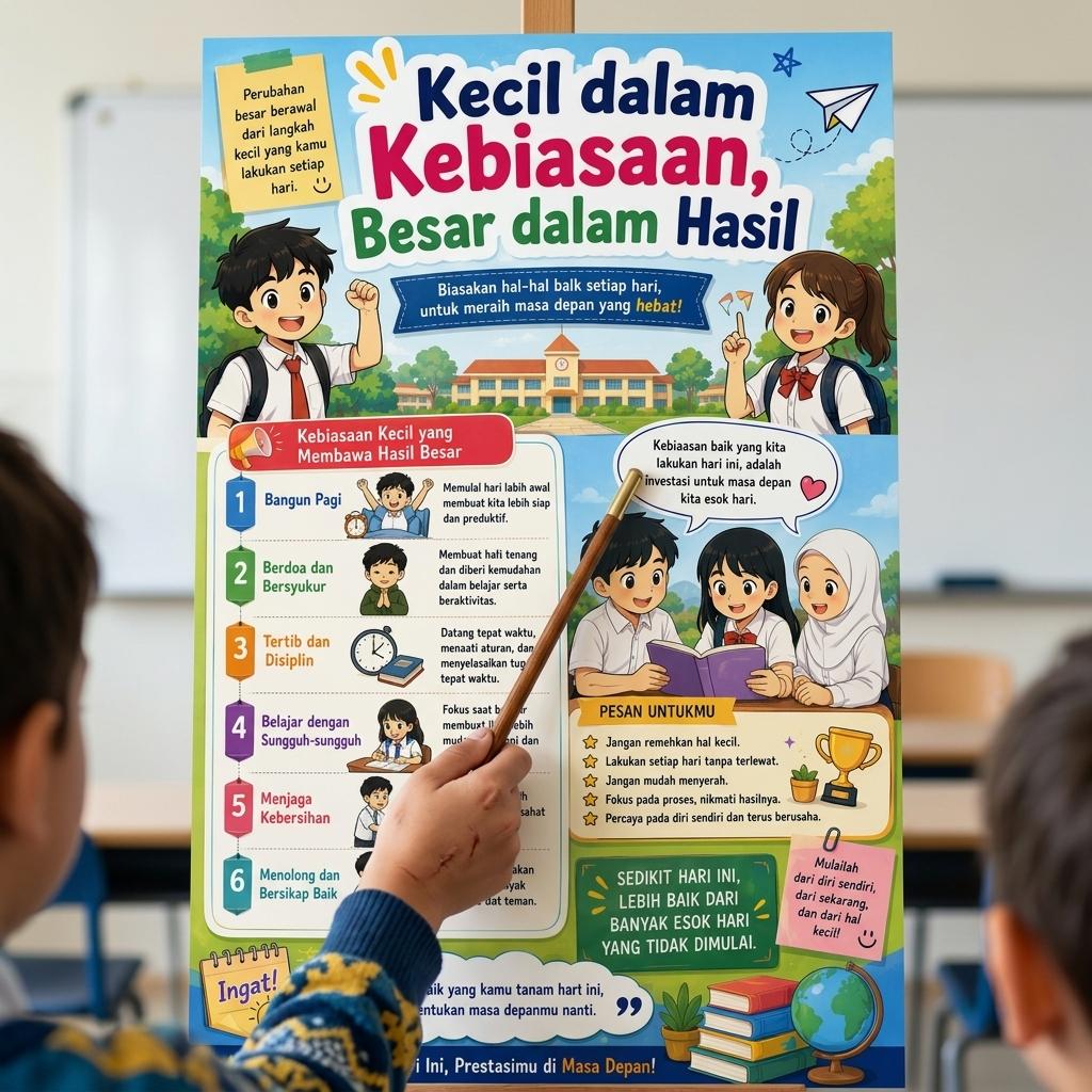 TERMURAH Poster Hiasan Dinding Motivasi - Kecil dalam Kebiasaan Besar dalam Hasil - Dekorasi Kamar Aesthetic Atomic Habits
