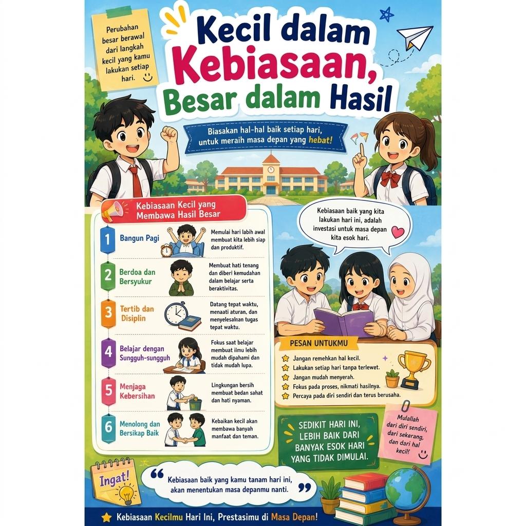 TERMURAH Poster Hiasan Dinding Motivasi - Kecil dalam Kebiasaan Besar dalam Hasil - Dekorasi Kamar Aesthetic Atomic Habits