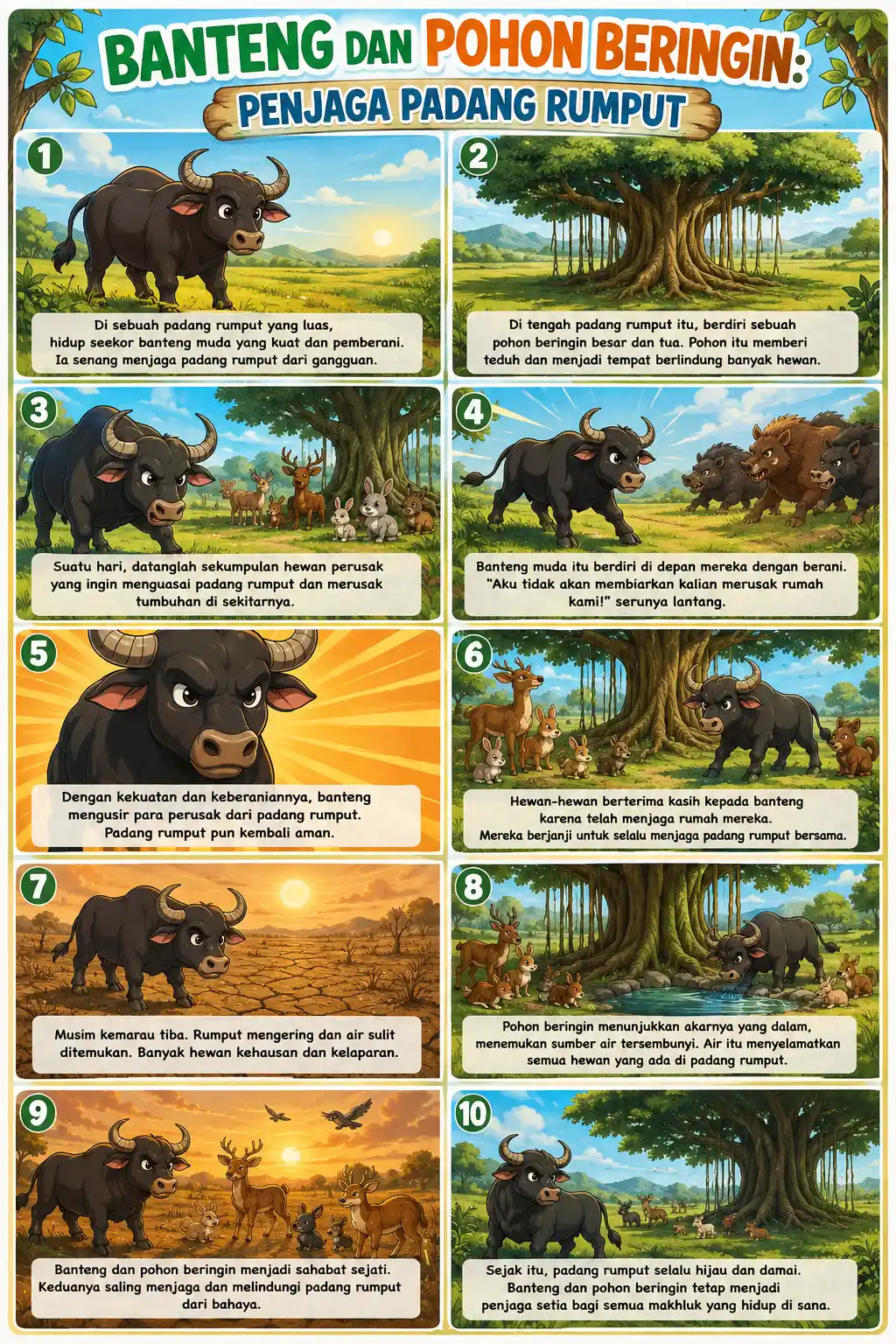 Hiasan Dinding Poster Banteng & Pohon Beringin Aesthetic Dekorasi Kamar Murah
