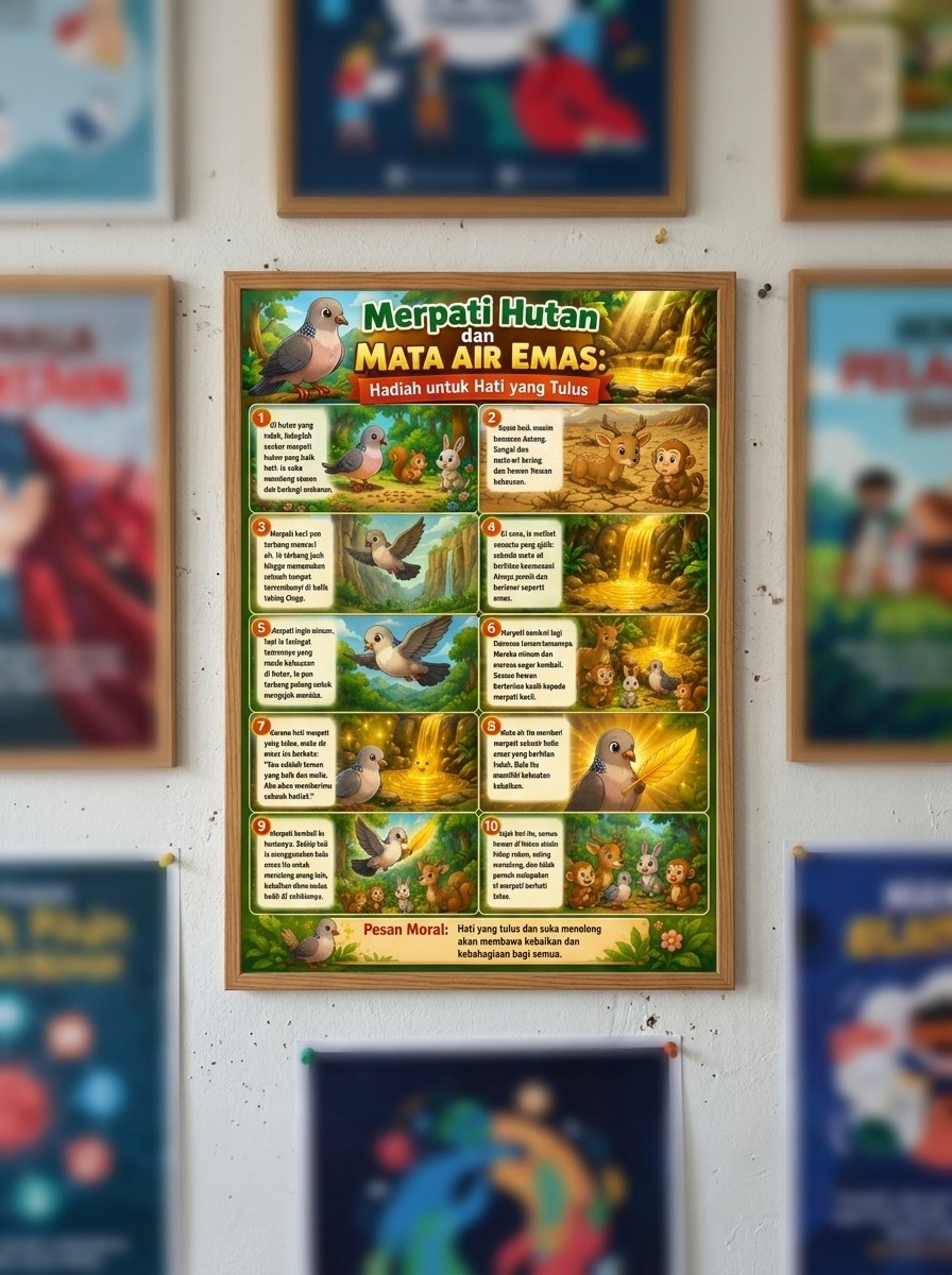 Hiasan Dinding Poster Merpati Hutan & Mata Air Emas Pajangan Dekorasi Kamar Estetik Hadiah Kado Unik